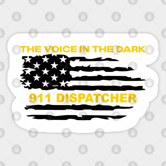 Thin Gold Line Flag for 911 Police Dispatcher and Sheriff 911 Operators Sticker by Shirts by Jamie